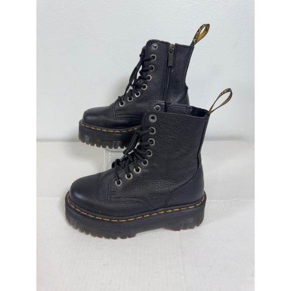 Dr. Martens Jadon III Pisa Leather Platform Boots Womens 5 Black Good Combat Zip - Picture 3 of 11